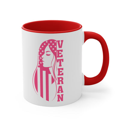 Female Veteran Mug - Pink/Red - 11 oz
